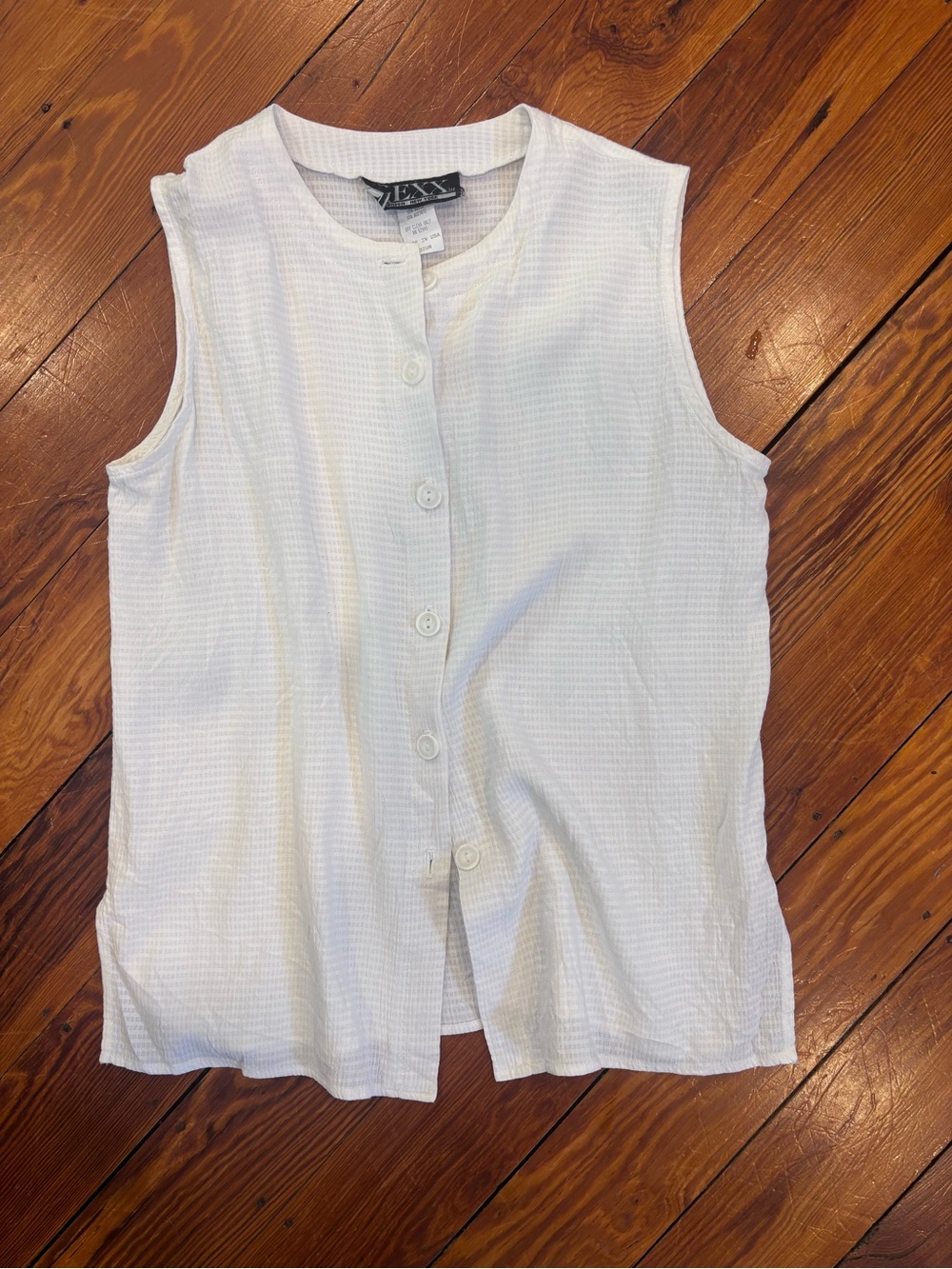 White Sleeveless Button-Front Top